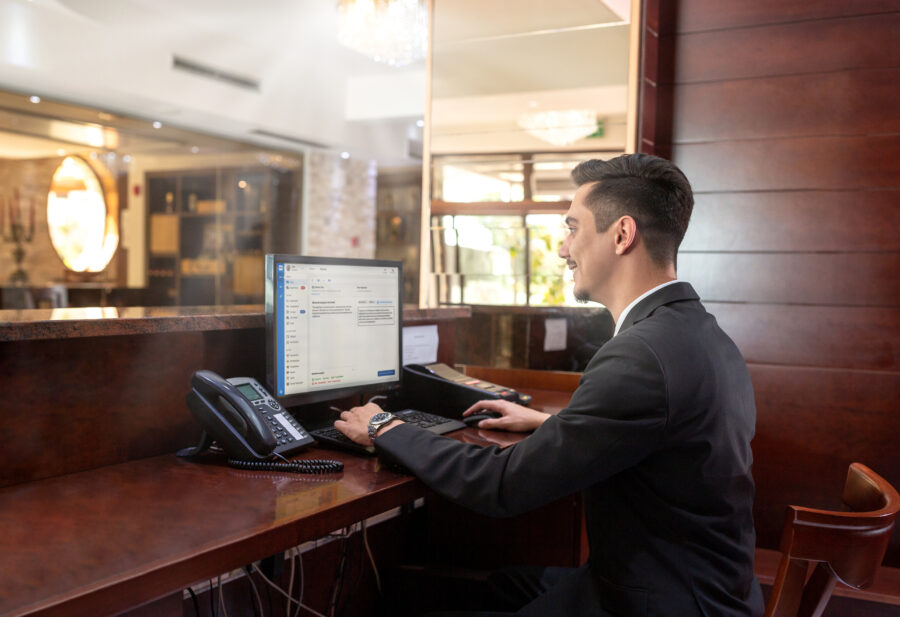 Front Desk Hotel Receptionist Working