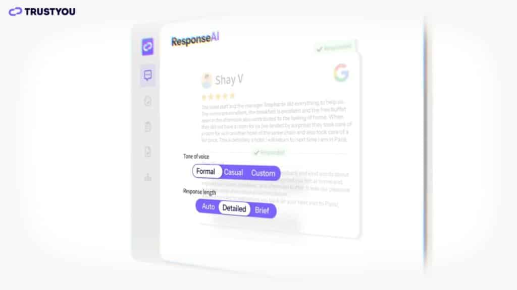 ResponseAI screenshot shows how you can adjust tone and style for each response.