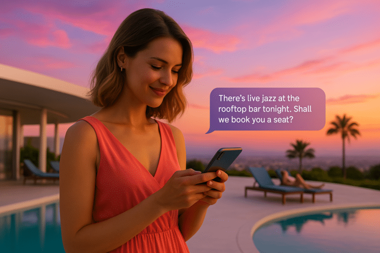 A guest enjoying an improved hospitality customer with AI.